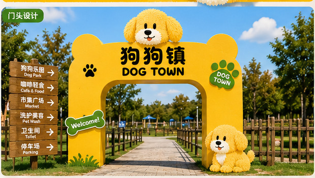 狗狗镇DOG TOWN门头设计效果图